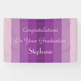 Personalized Graduation Sign Purple Stripes