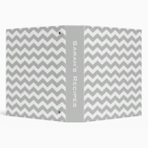 Personalized Gray Chevron Recipe Binder binders