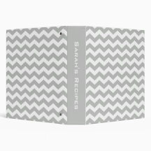 Personalized Gray Chevron Recipe Binder