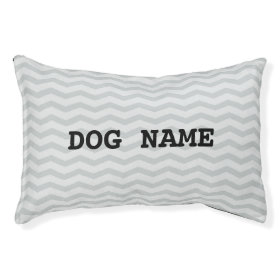 Personalized gray zig zag chevron pattern dog bed small dog bed