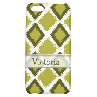 Personalized Green Diamond Ikat Pattern