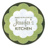 Personalized Green Floral Dot Canning Stickers stickers