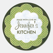 Personalized Green Floral Dot Canning Stickers