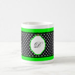 Personalized Green Polka Dot Mug mugs