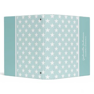 Personalized: Green With White Stars Binder