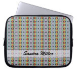 Personalized Grey yellow red art deco pattern laptop sleeves