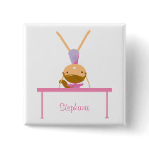 Personalized gymnastics balance beam kids button