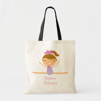 Personalized gymnastics reusable canvas tote bag bag