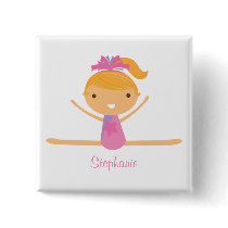Personalized gymnastics split girl's kids button