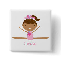 Personalized gymnastics split girl's kids button