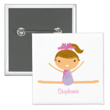 Personalized gymnastics split girl's kids button