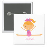 Personalized gymnastics split girl's kids button buttons