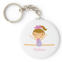 Personalized gymnastics split girls kids keychain