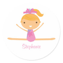 Personalized gymnastics split girl's kids stickers