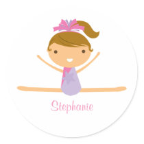 Personalized gymnastics split girl's kids stickers