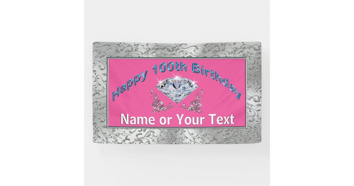 personalized happy 100th birthday banner for her zazzle business anniversary stickers