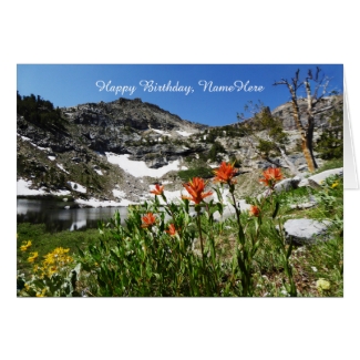 Personalized Happy Birthday, Mountains Wildflowers