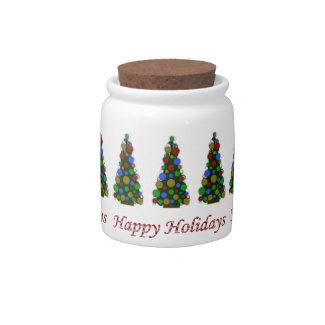 Personalized Happy Holidays Tree Candy Jar