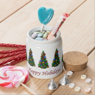 Personalized Happy Holidays Tree Candy Jar
