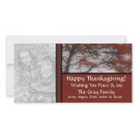Personalized Happy Thanksgiving Red Leaves Tree Photo Card Template