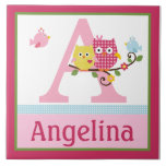 Personalized Happy Tree Owls Letter Name Tile