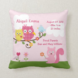 Personalized Happy Tree Owls Pillow Keepsake