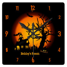 Personalized Haunted House Halloween Wall Clock