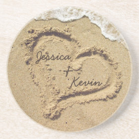 Personalized Heart in the Sand coasters