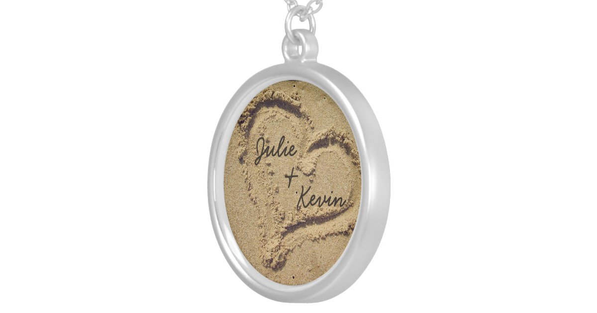 Personalized Heart in the Sand Necklace Zazzle