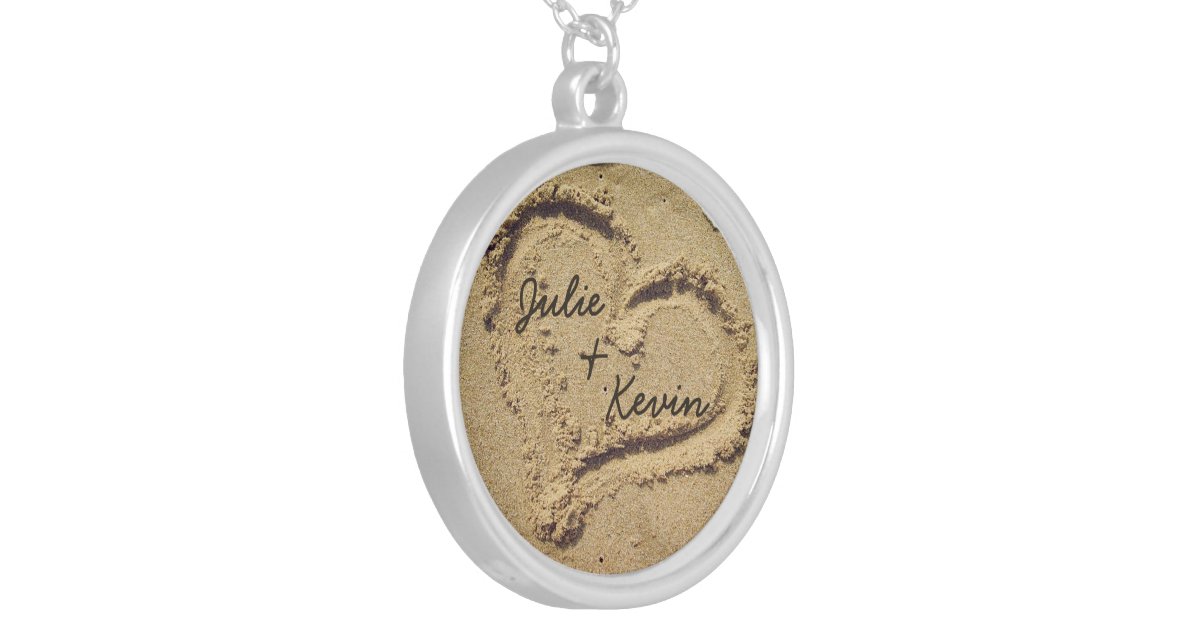 Personalized Heart in the Sand Necklace Zazzle