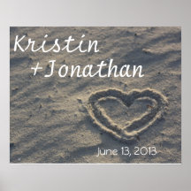 Personalized Heart in the Sand Wedding Gift Poster