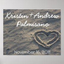 Personalized Heart in the Sand Wedding Gift Posters