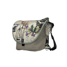 Personalized Heart Leaf Tree Teal Birds Messenger Messenger Bag