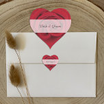 Personalized Heart Wedding Stickers --  Red Rose