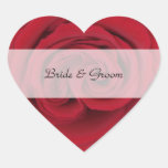 Personalized Heart Wedding Stickers --  Red Rose