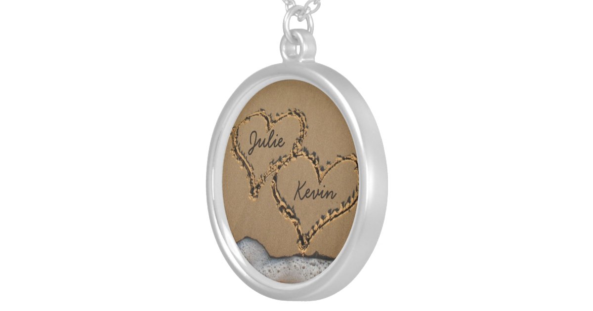 Personalized Hearts in the Sand Necklace Zazzle