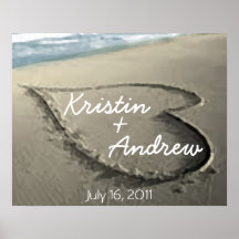Personalized Hearts in the Sand Wedding Gift Posters