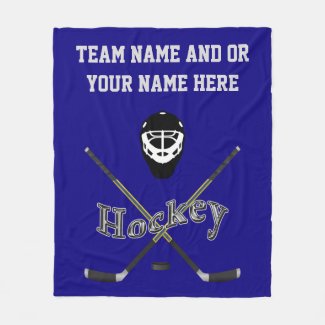 Personalized Hockey Blanket, Your TEXT and COLORS Fleece Blanket