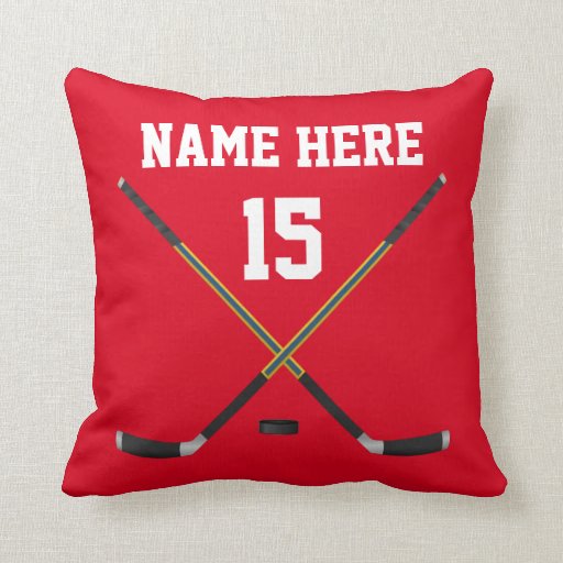 Personalized Hockey Pillow, NAME, NUMBER, COLORS Throw Pillow Zazzle