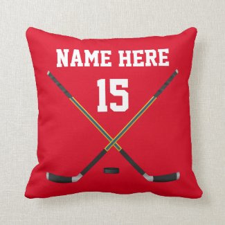 Personalized Hockey Pillow, NAME, NUMBER, COLORS Throw Pillows