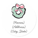 Personalized Holiday Address Labels-Cute Wreath stickers