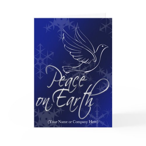 Personalized Holiday Card w/ Logo, Peace on Earth card