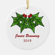 Personalized Holly Ornament