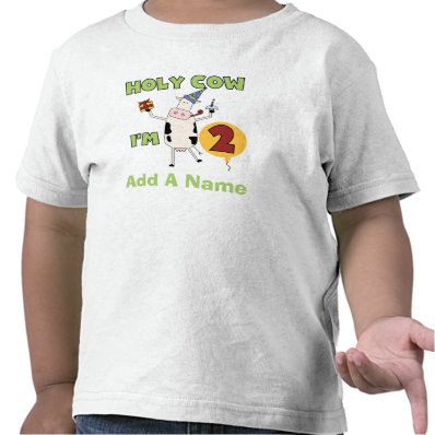 Personalized Holy Cow I'm 2 Birthday Tshirt