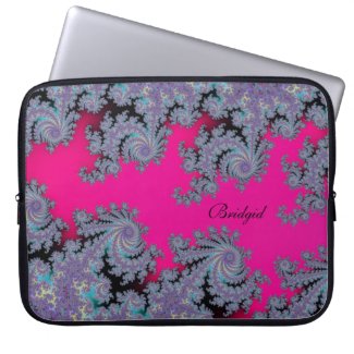 Personalized Hot Pink Cool Blue Fractal Flowers Computer Sleeves