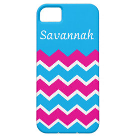 Personalized Hot Pink Teal Chevron iPhone 5 Case