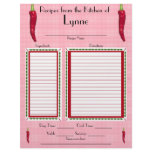 Personalized Hot Red Pepper design recipe page Customized Letterhead