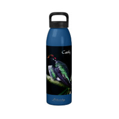 Personalized Hummingbird on Blue Water Bottle