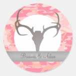 Personalized Hunting Theme Antlers Camo Wedding Stickers