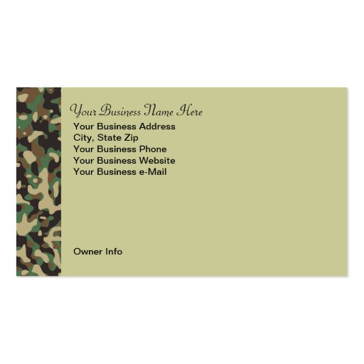 Personalized Hunting Theme Camo Business Card